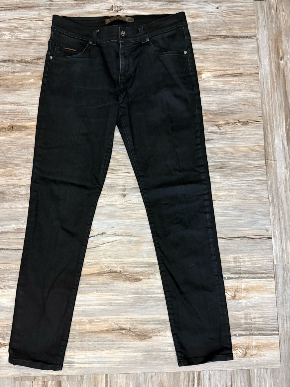 ZARA MAN Jeans Men’s 32x30 Black Dark Wash Slim Fit Stretch 5-Pocket Button